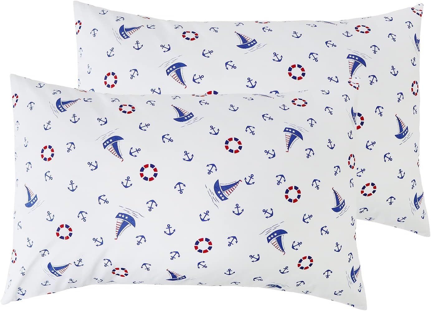 Nautical Anchors Sailboat Pillow Cases, 2 Pack Cotton
