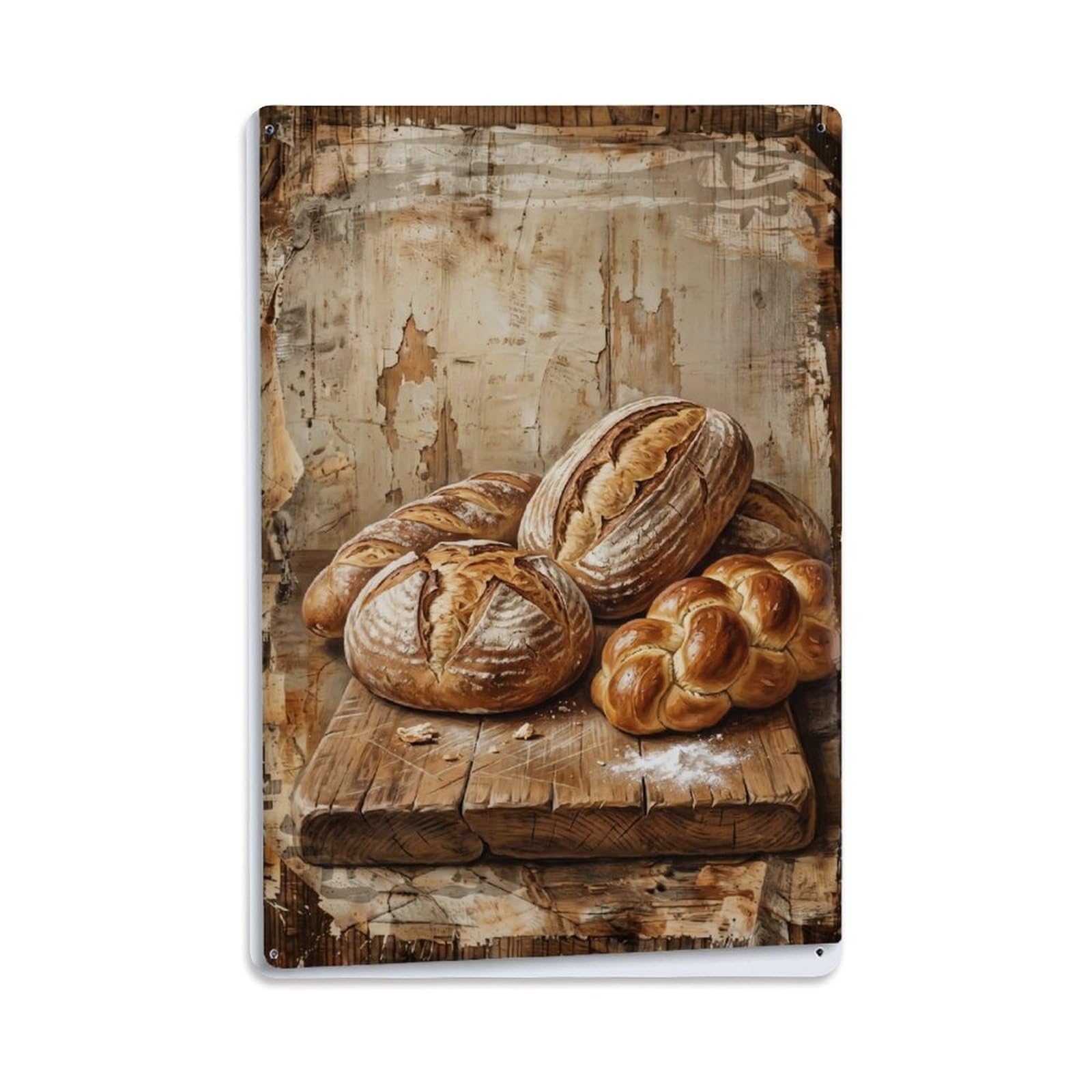 Country Kitchen Fresh Bread Baking Countryside Home Vintage Metal Tin Sign Plaque Wall Decor for Cafe, Club, Garden Metal Poster 8x12Inch