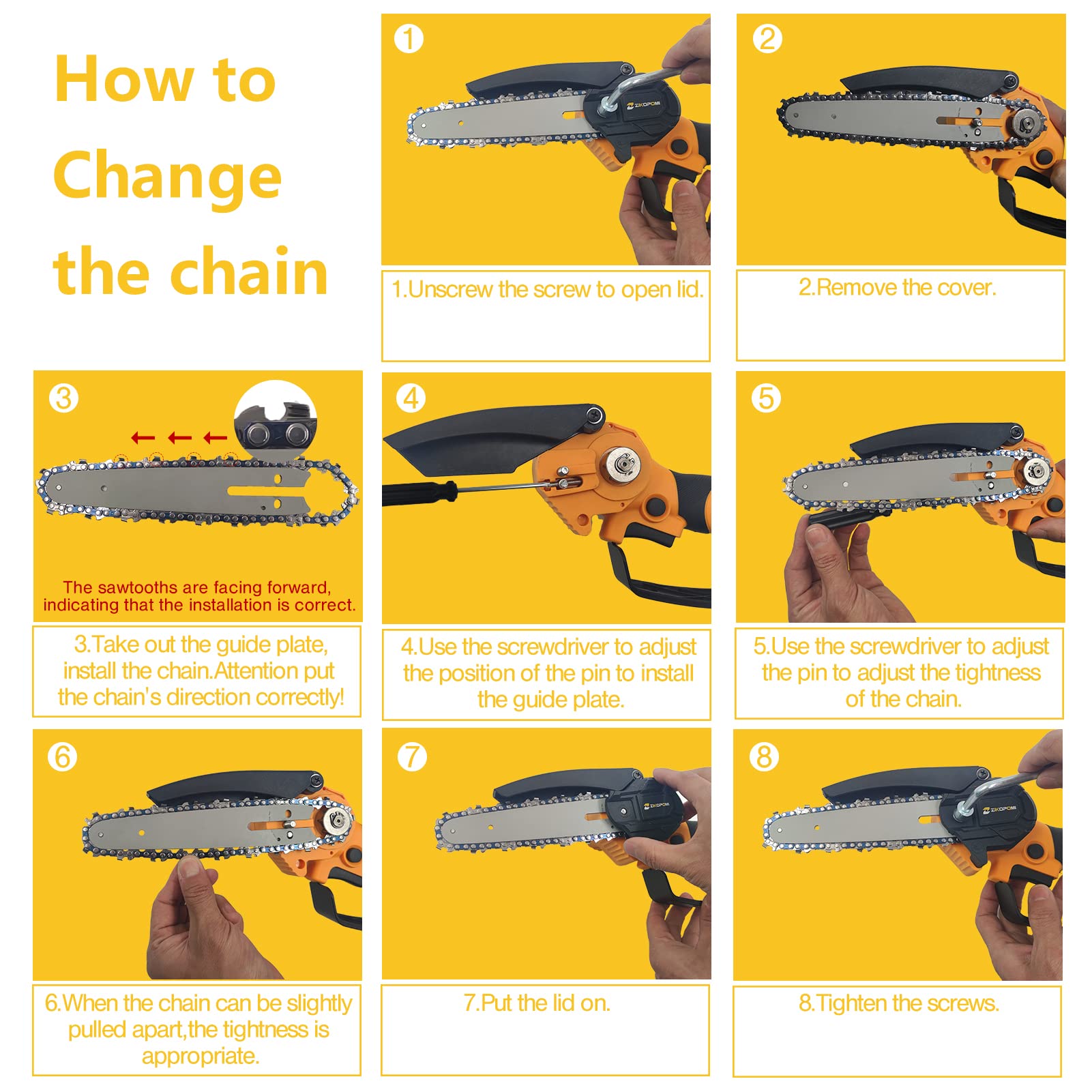 Upgraded Mini Chainsaw Cordless 6 Inch 21V Handheld Battery Powered Electric Chainsaw with 2 Battery & 2 Chains, Best Gift Yard Work Power Tool