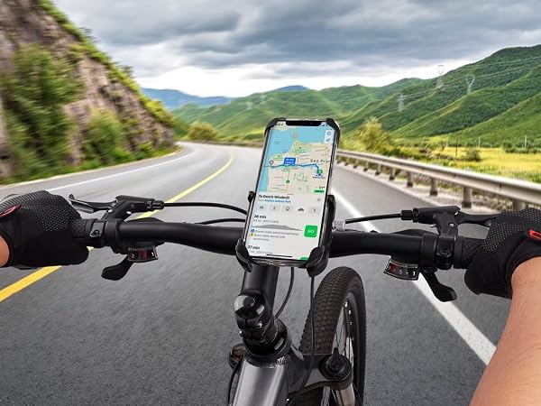 ROTTO Porta Cellulare da Bici Supporto Telefono Moto 360°Rotabile Alluminio Universale - 3
