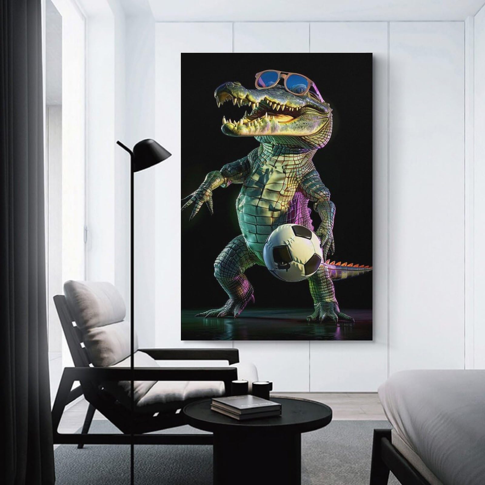 Junmoney Unframe-Style-11-1 Canvas Art Print Gator Soccer, 24X36inch(60X90cm), For Calm Bedrooms, Home Corners Or Flats, A Warm Accent For Relaxed Interiors