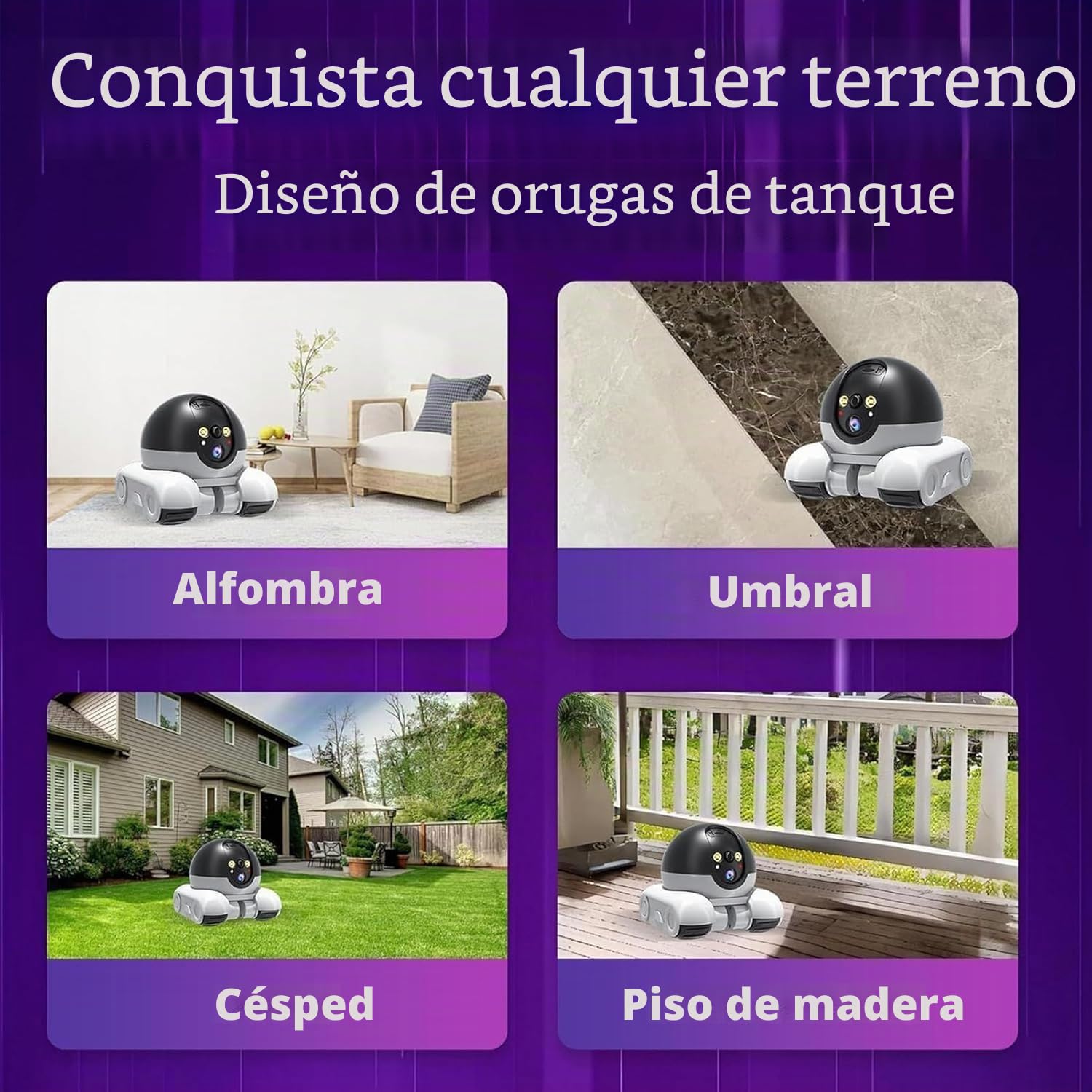 Robot de Cámara de Mascotas, Cámara de Seguridad Robot Wi-Fi Camera con Ruedas 1080P Doble Lens Control Remoto en Hogar Trabajo Mascotas, 64G Tarjeta Incluido