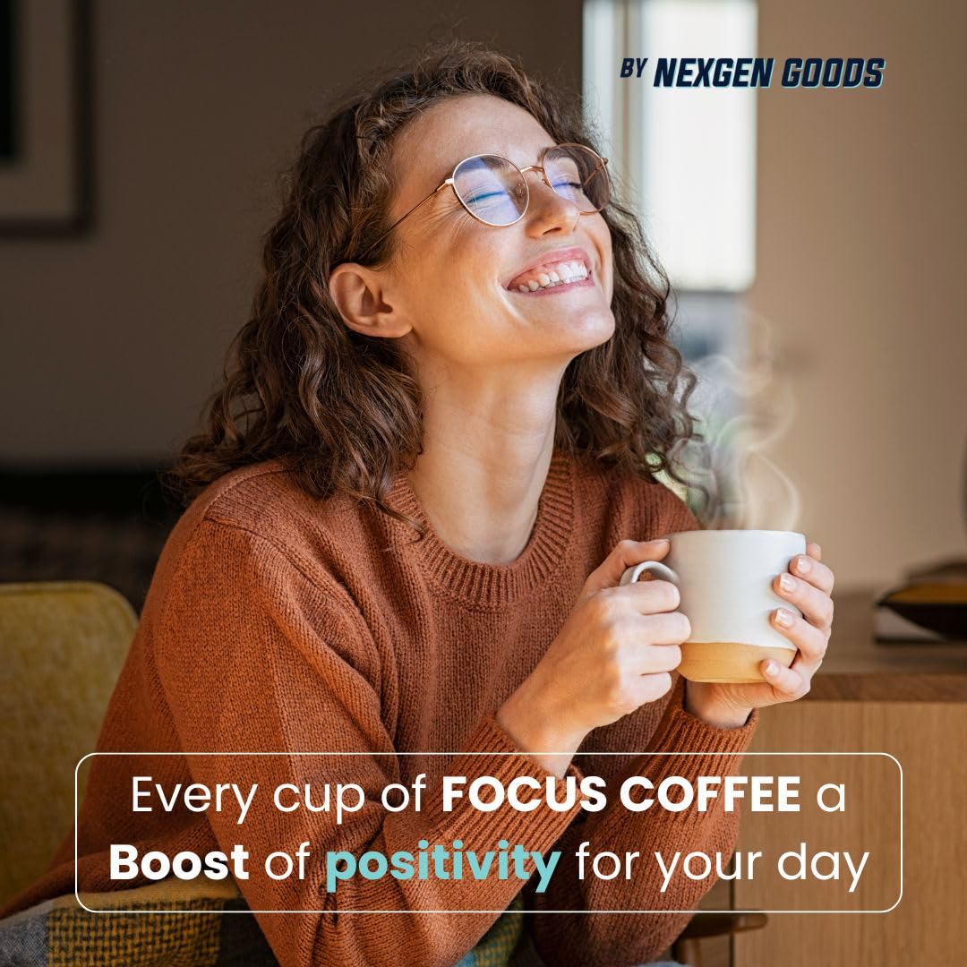 NexGen Goods Focus Coffee :Brain Boosting Nootropic Organic Mushroom Coffee with Lion’s Mane & Adaptogens – Premium Colombian Ground Coffee for Mental Clarity & All Day Energy Boost | 22 Servings