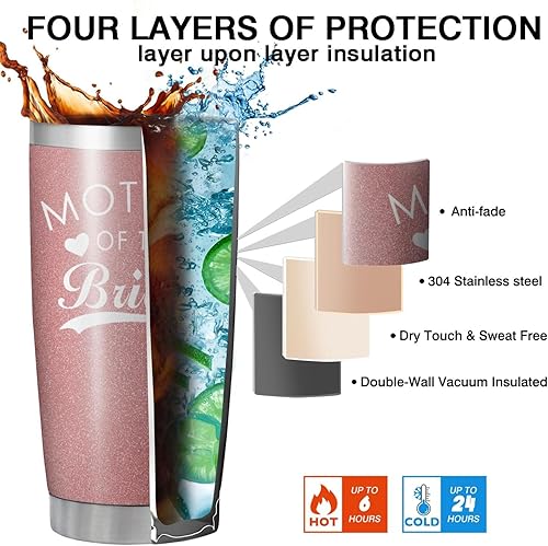 Miniatura 6 de Vaso para madre de la novia, doble pared de acero inoxidable con aislamiento al vacío, regalos para despedida de soltera, despedida de soltera,