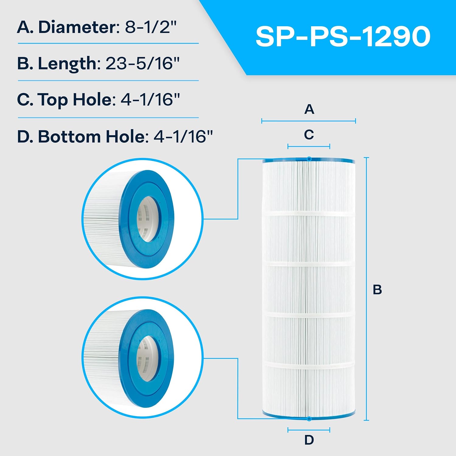 SpiroPure Replacement for Star Clear II C1100 Pleatco PA100 Unicel C-8610 Hayward CX1100RE Filbur FC-1290 Hot Tub Spa Pool Filter Replacement Cartridge