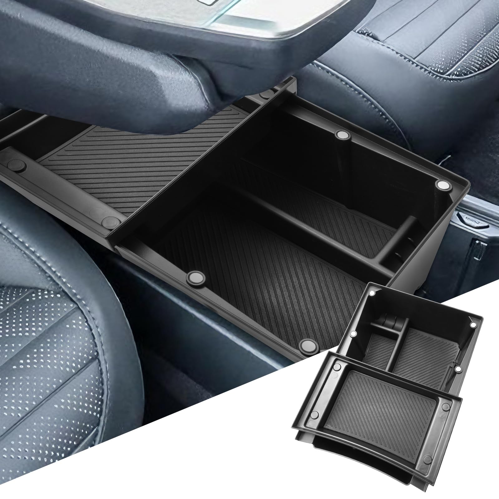 SHAOHAO Compatible avec Kia EV4 CT 2025 2026 2027 Compartiment de rangement à deux niveaux dans la console centrale Mécanisme coulissant Fermeture magnétique Kia EV4 Accessoires