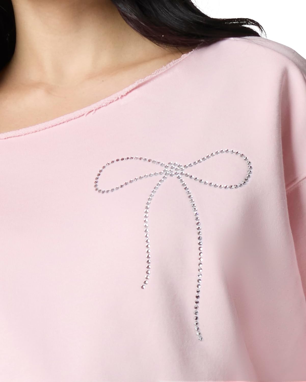 florence by mills Women's Cozy Crush Bedazzled Off-shoulder Pullover