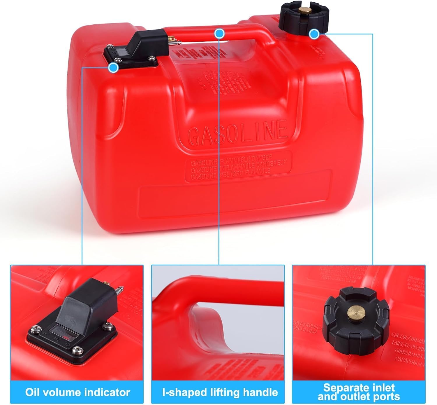 GarveeLife Auslaufsicherer 3-Gallonen-Marine-Kraftstofftank aus robustem HDPE – Tragbarer Bootstank mit 9,8 ft Schlauch, Füllstandsanzeige – Für Außenbordmotoren, ideal für Boote & Outdoor – Farbe: