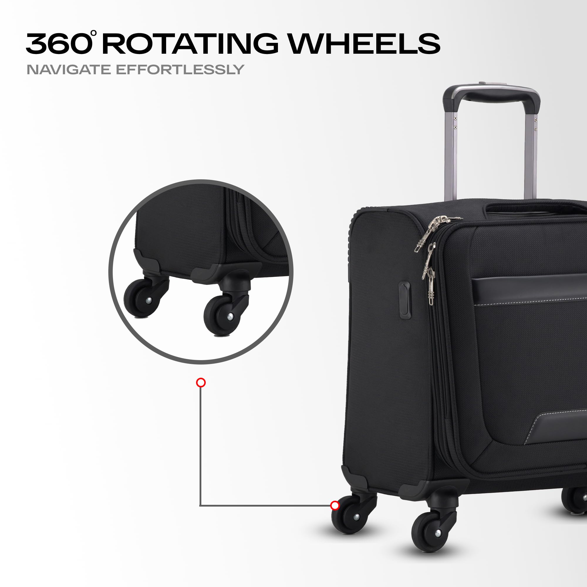 HARISSONS Columbus Cabin Trolley | 41L | Premium EVA Fused Polyester + Vegan Leather | Dual Compartment | TSA Lock & USB Charging | Business Travel Luggage 2