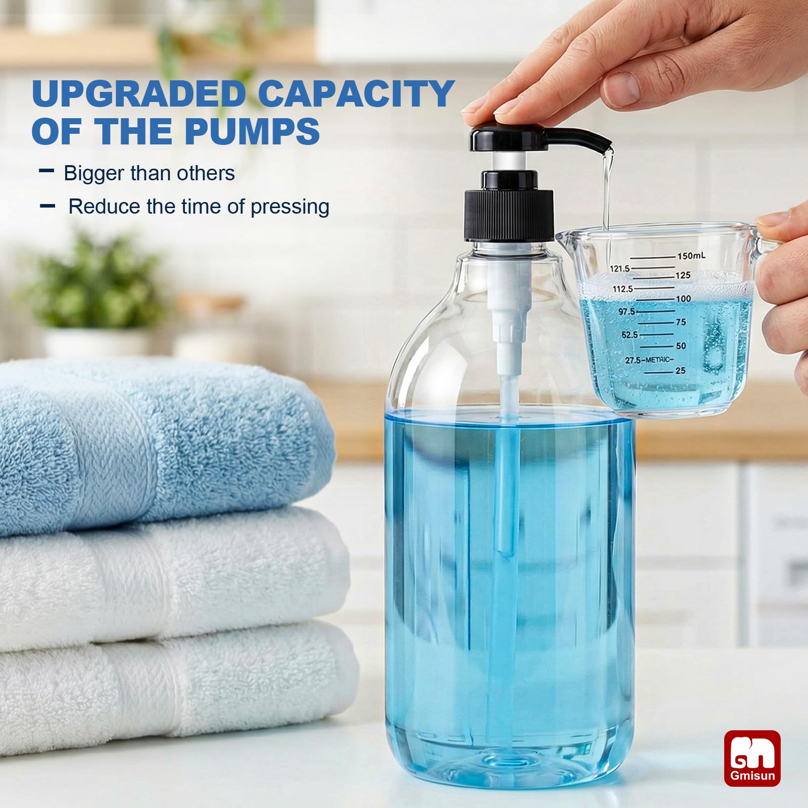 GMISUN Dispensador de jabón detergente para lavandería, dispensador de detergente líquido, contenedor para decoración de lavandería, organizador para detergente líquido, botella de almacenamiento de