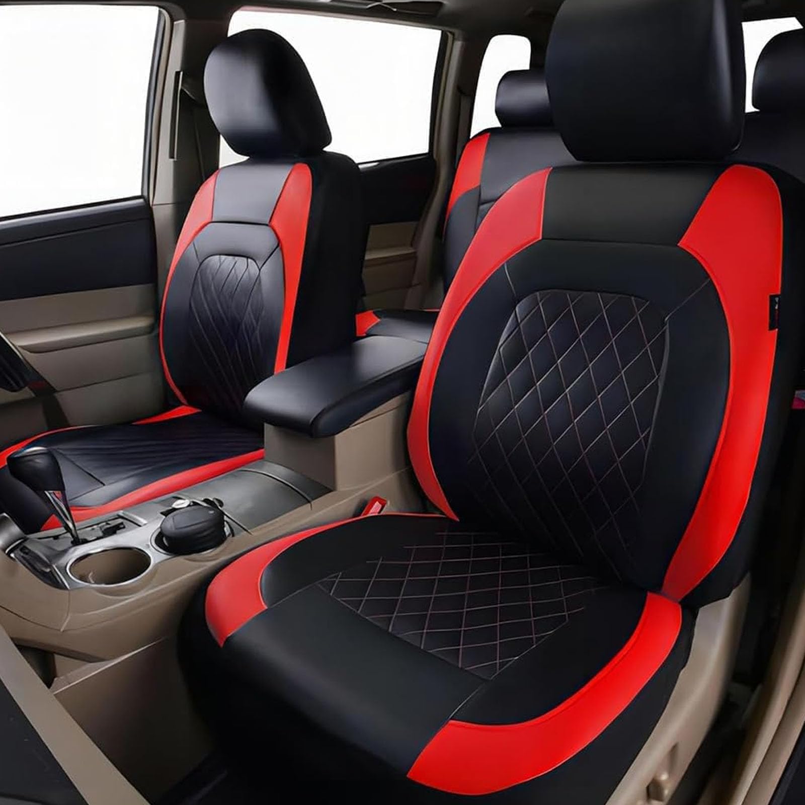 Cuir Ensembles De Housses Siège Voiture pour Renault Clio III/Renault-Clio 2000-2023 2024, Complet Avant et Arrière Imperméable Durable Protection Nonslip Accessoires,A/Red