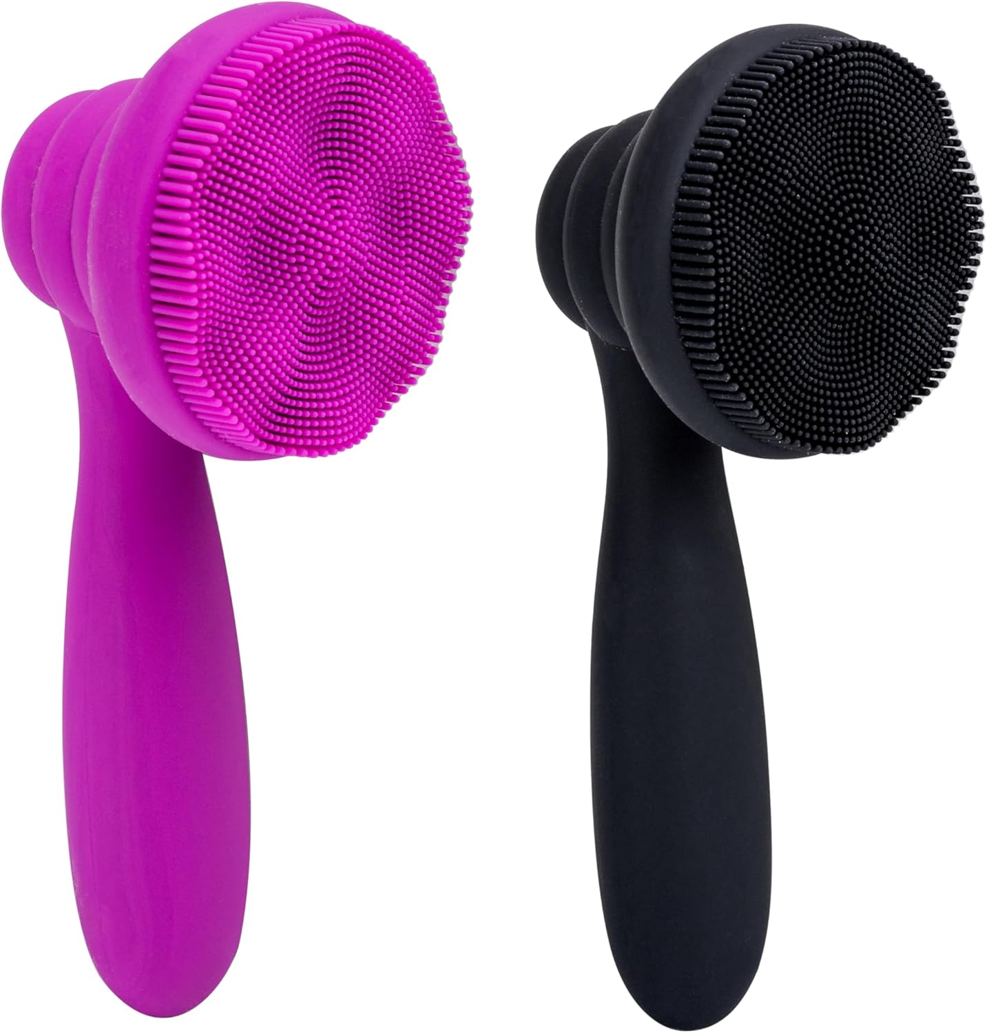 2 PC Silicone Facial Cleansing Brush Facial Scrubber Manual Exfoliating Facial Brush Face Cleanser Face Exfoliator Ultrafine Bristles for Sensitive Skin Easy to Clean Lather Well(Black&Purple) 2 PC Silicone Facial Cleansing Brush Facial Scrubber Manual Exfoliating Facial Brush Face Cleanser Face Exfoliator Ultrafine Bristles for Sensitive Skin Easy to Clean Lather Well(Black&Purple)