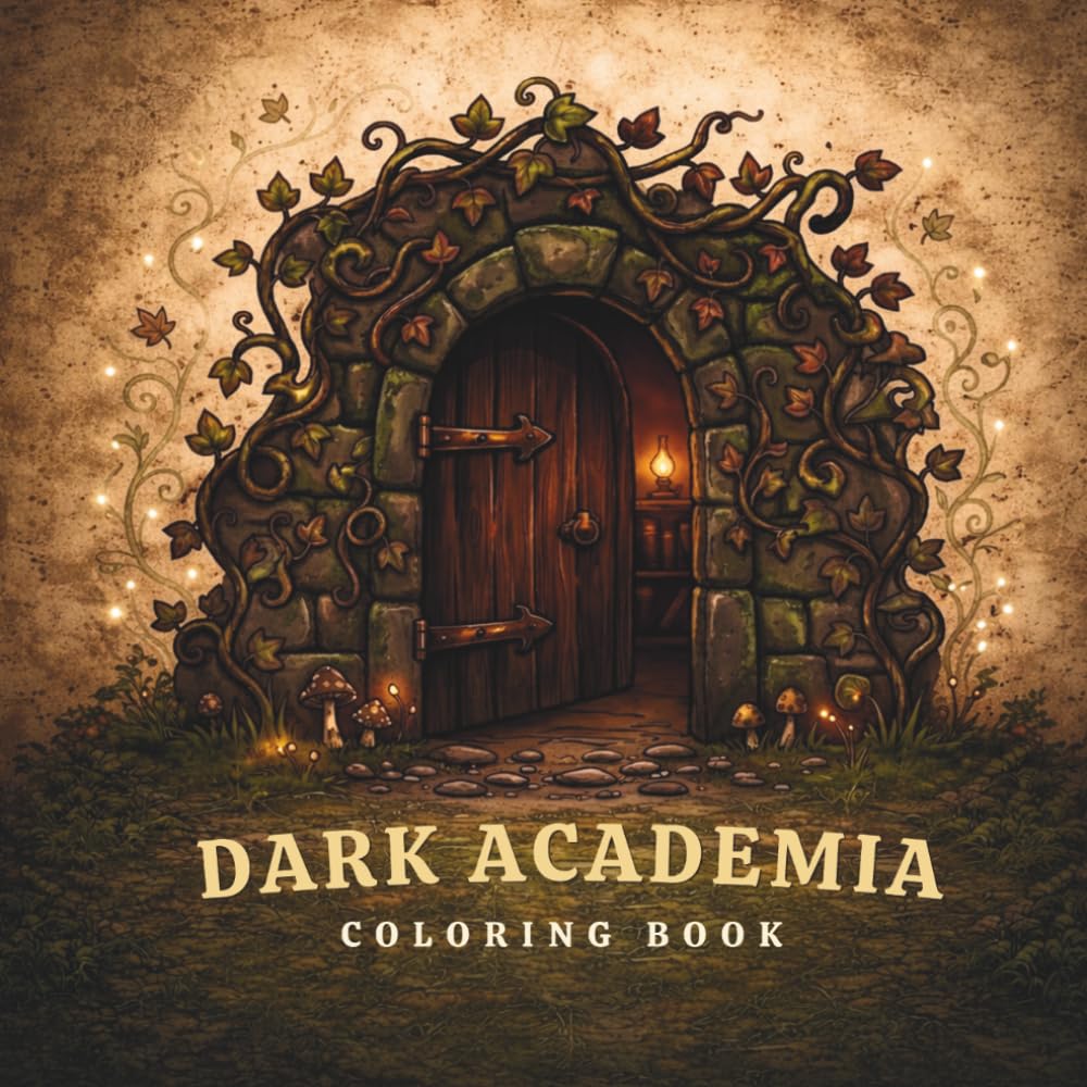 Dark Academia Coloring Book For Adults: 55 Cozy and Melancholic Coloring Pages Inspired by Dark Academia (Dark Academia Coloring Book Series for Adults and Teens)