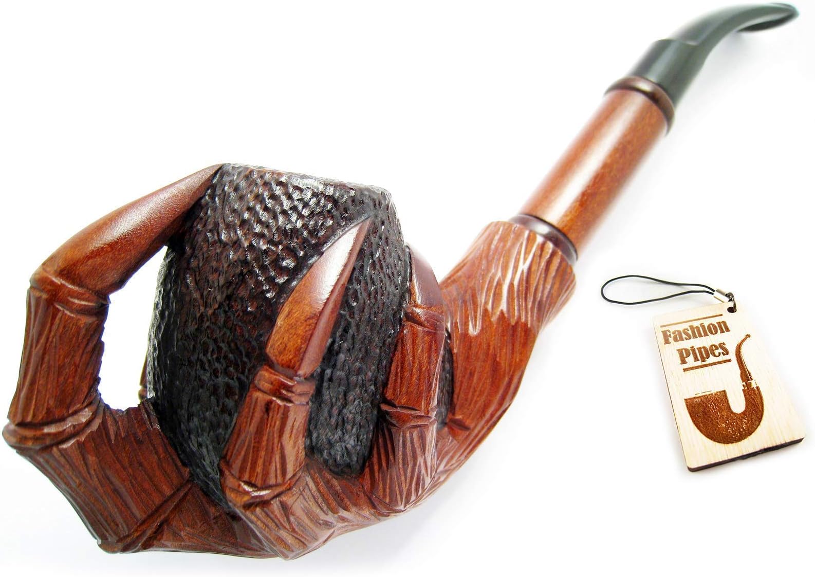 Churchwarden Tobacco Smoking Pipe Carved Pear Root Wood Exclusive Dragon Claws & Pouch Gift (Brown, Dragon Claw)