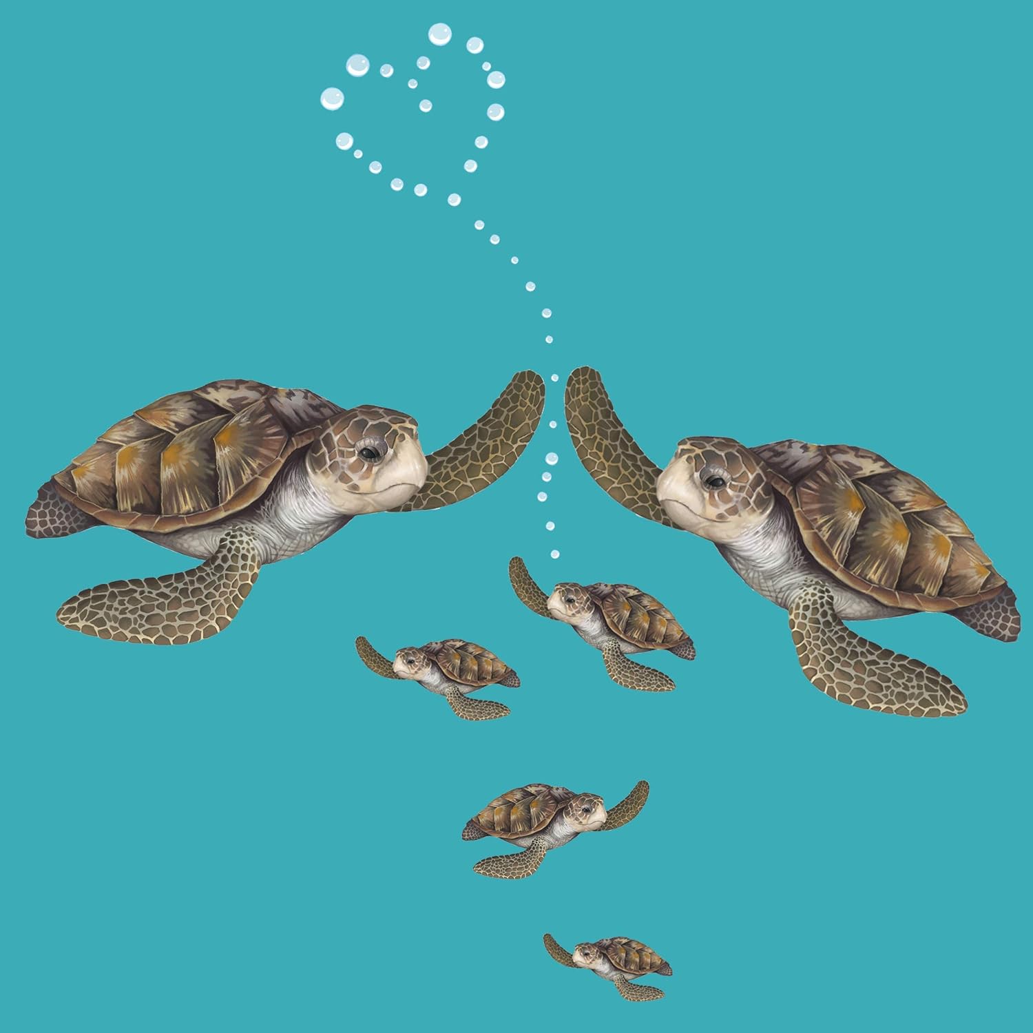 Sea Turtle Wall Decals for Kids Room Decor Bundle Under The Sea Decoration Wall Stickers, Underwater Ocean Tortoise Beach Art for for Boys Girls Bathroom Bedroom Playroom