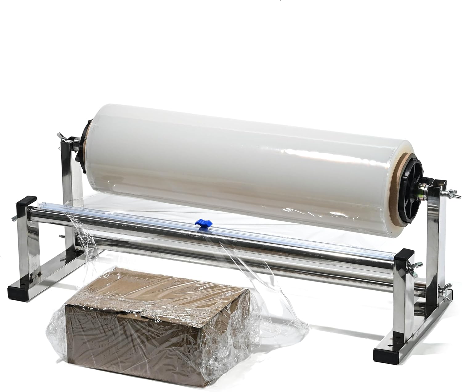 Plastic Wrap Dispenser with Cutter, 4.0-17 inch Stretch Wrap Dispenser, Manual Stretch Film Dispenser, Stainless Steel Plastic Wrap Dispener, Predrilled Holes for Table Wall Floor Mount INCOMPLETE