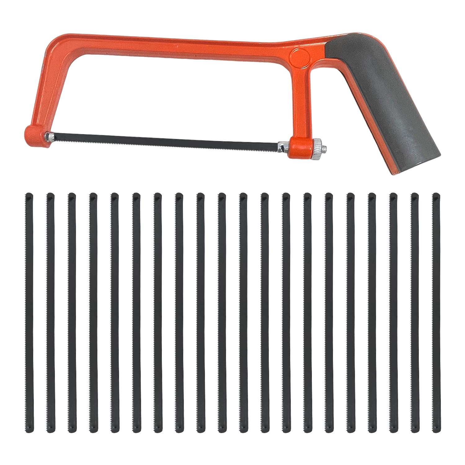 1 Sierra Para Metales Naranja-Roja Y 20 Cuchillas De Repuesto, Herramientas De Sierra Manual, Herramientas De Corte De Metal, Adecuadas Para Proyectos De Bricolaje.