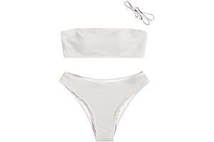 Sensational Strapless White Bandeau Bikini, Unveiling a Sultry Bathing Ensemble
