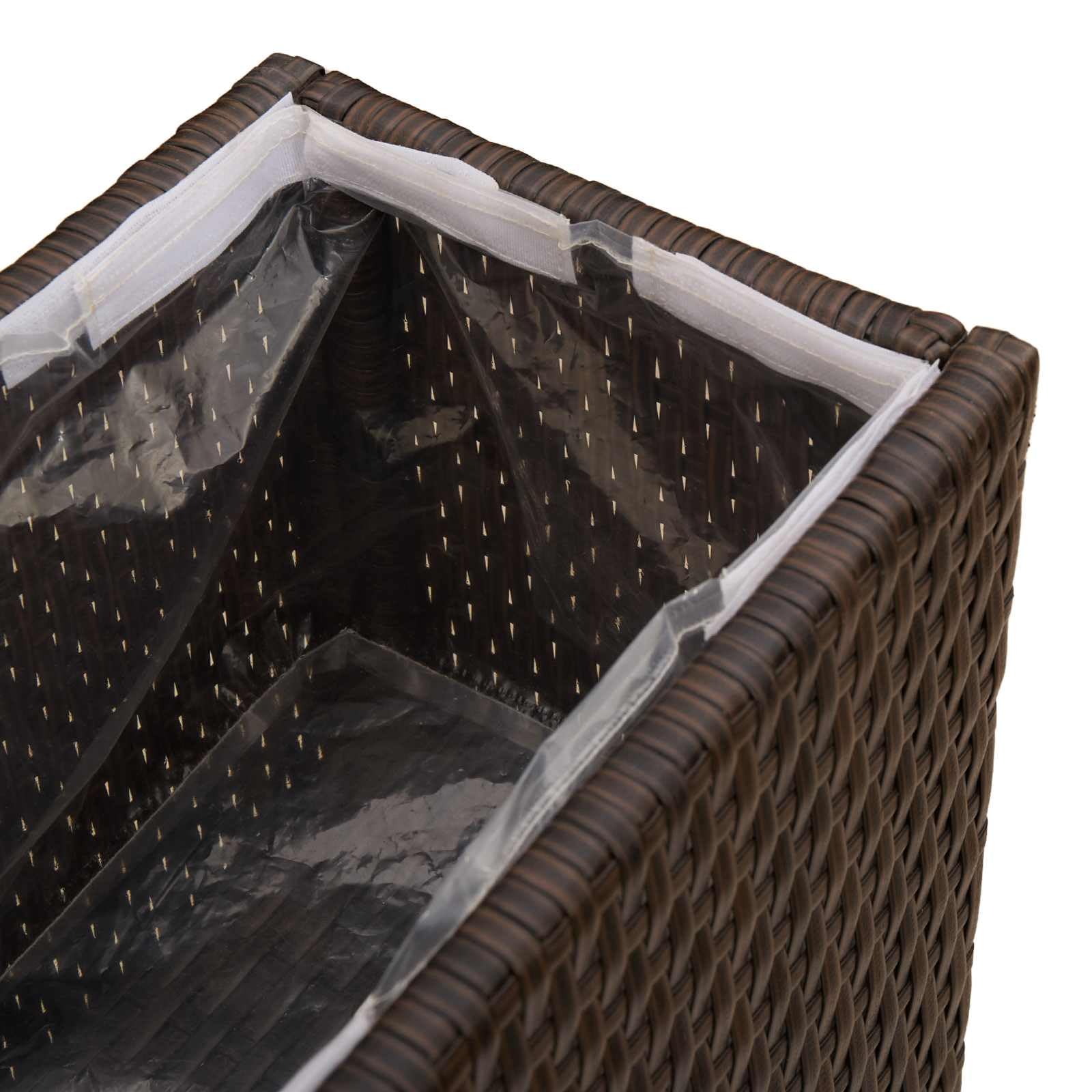 vidaXL Wysoka doniczka 55 x 22 x 70 cm, tak, stylowy, rozszerzony, prostokątny pojemnik na rośliny, odporny na warunki atmosferyczne, rattanowy stojak ogrodowy, elegancka dekoracja na kwiaty