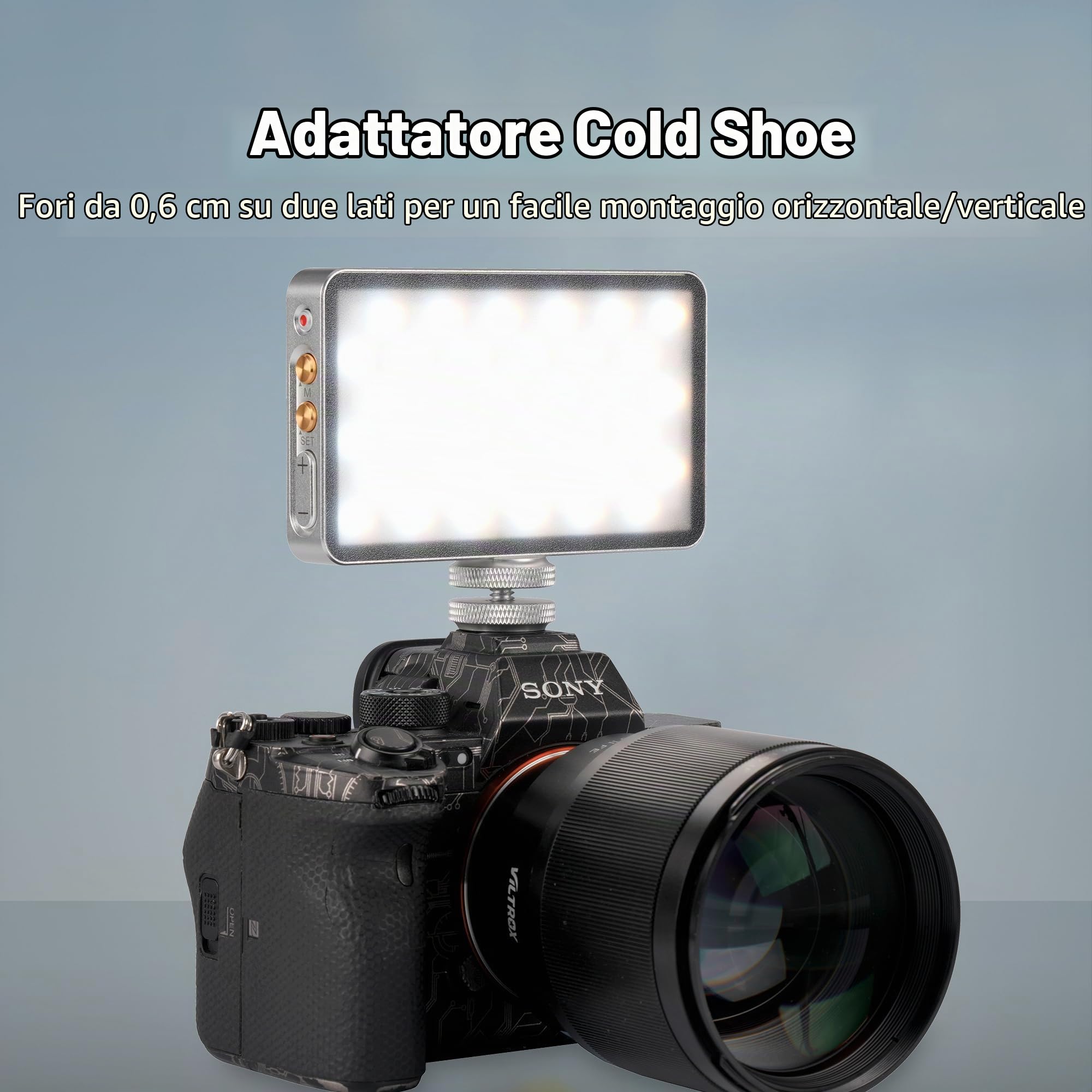 VILTROX 6000mAh On Camera LED Light, APP Control RGB Video Light, Tutti i metalli illuminazione fotografica portatile, pannello luminoso della fotocamera a LED per la registrazione video (Retro 08X)