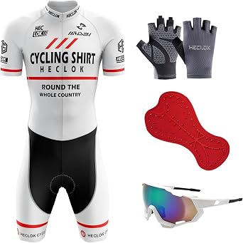 Mens Cycling Skinsuit Jersey, One Piece Trisuit Bike, High Density for Competition Padded, Triathlon Tri Suit