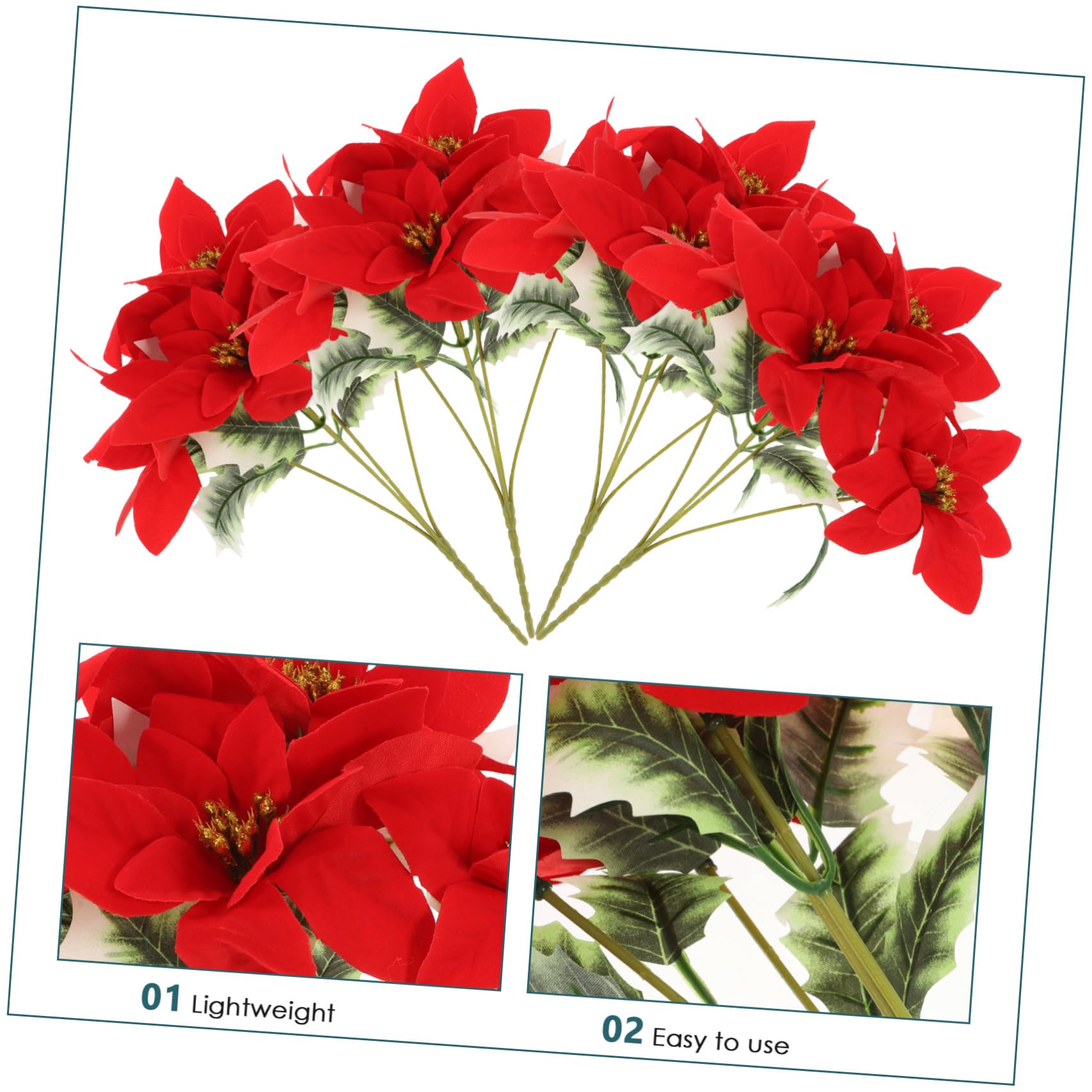 4piezas Flores Artificiales De Poinsettia para Decoración Navideña para De Mesa y Interiores