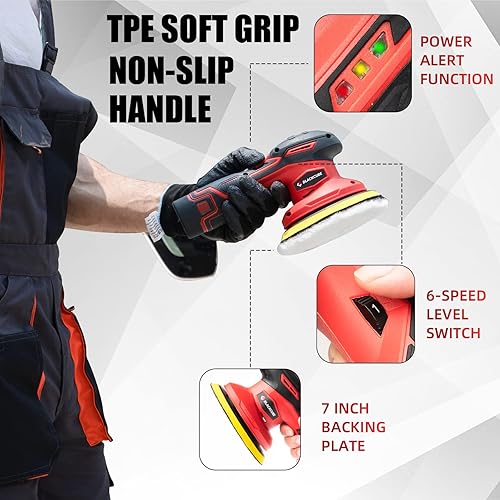 Miniatura 2 de BLACKCUBE Pulidora inalámbrica para automóvil con batería recargable de litio de 12 V 2000 mAh, 6 velocidades variables, kit de pulidora inalámbrica