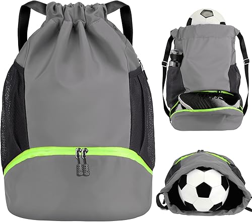 Photect Mochila de fútbol Baloncesto Bolsa de pelota de fútbol Voleibol Gimnasio Mochila con cordón para hombres jóvenes Equipo Yoga