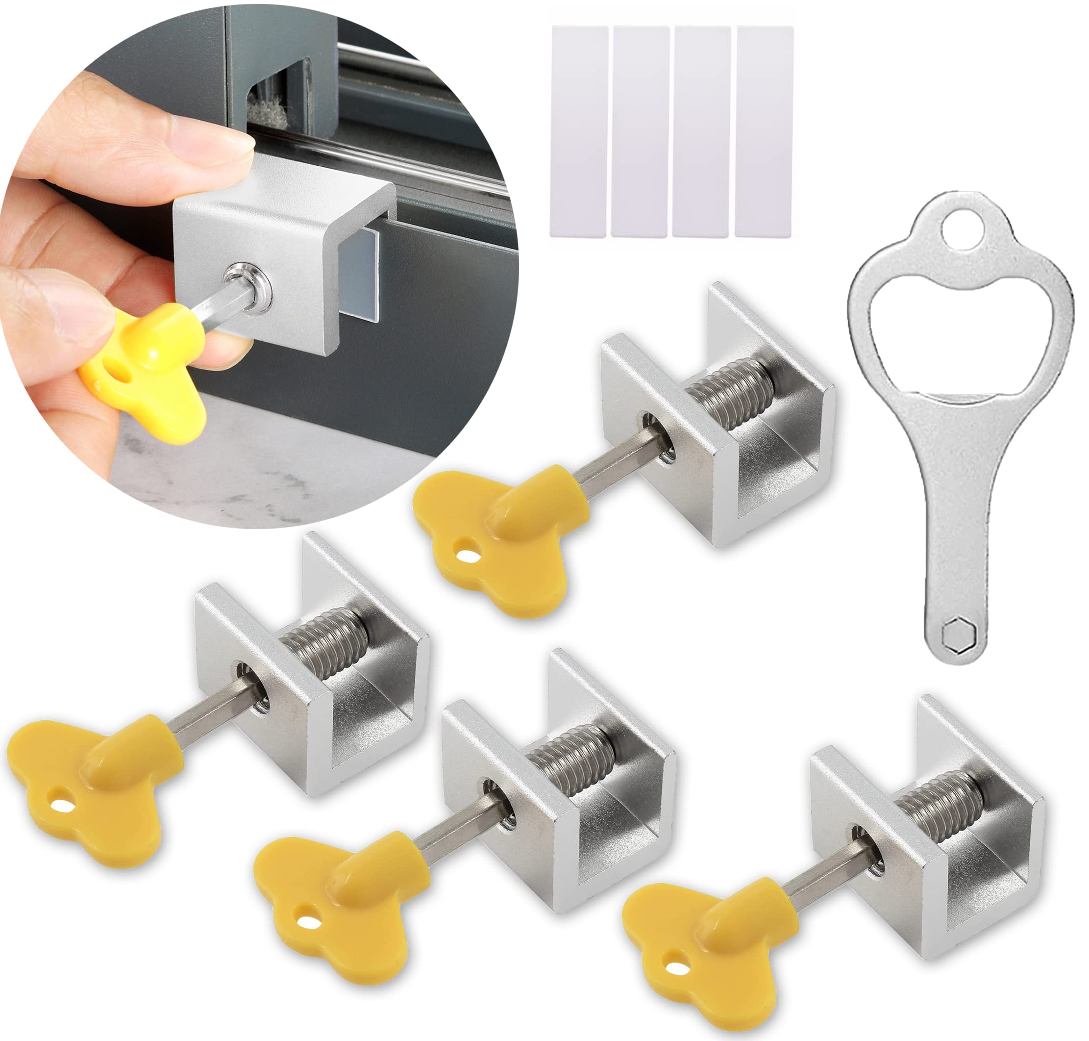 Buy Window Locks, 4 Sets Sliding Window Door Locks Security with Key