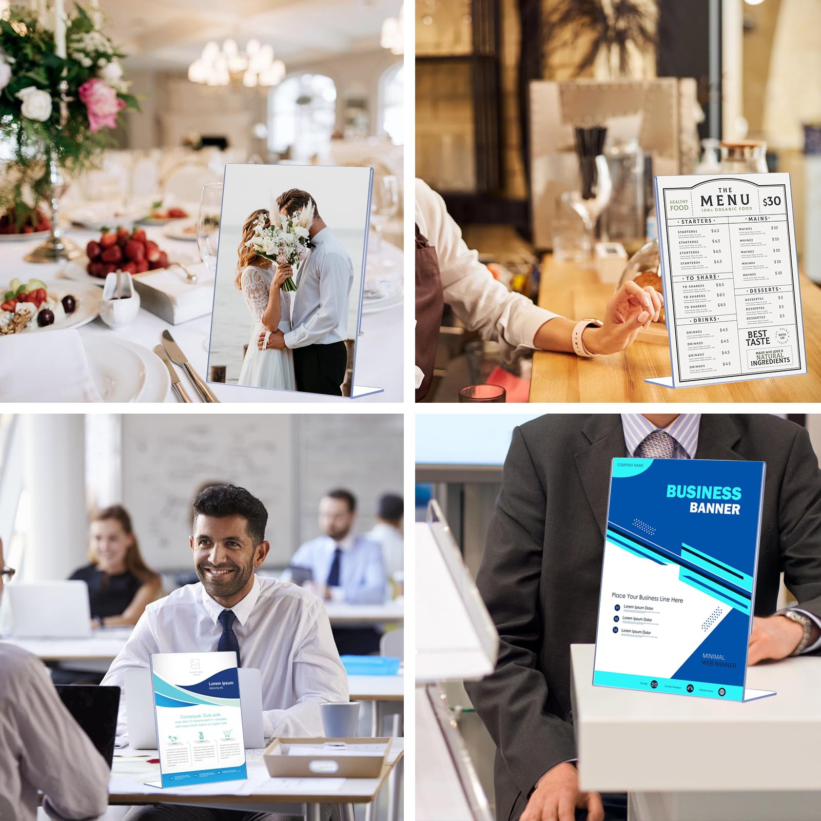 12 Pack Acrylic Sign Holder 8 5 x 11 Clear Plastic Display Stands for Tabletop L-Shape Acrylic Stands — view 7