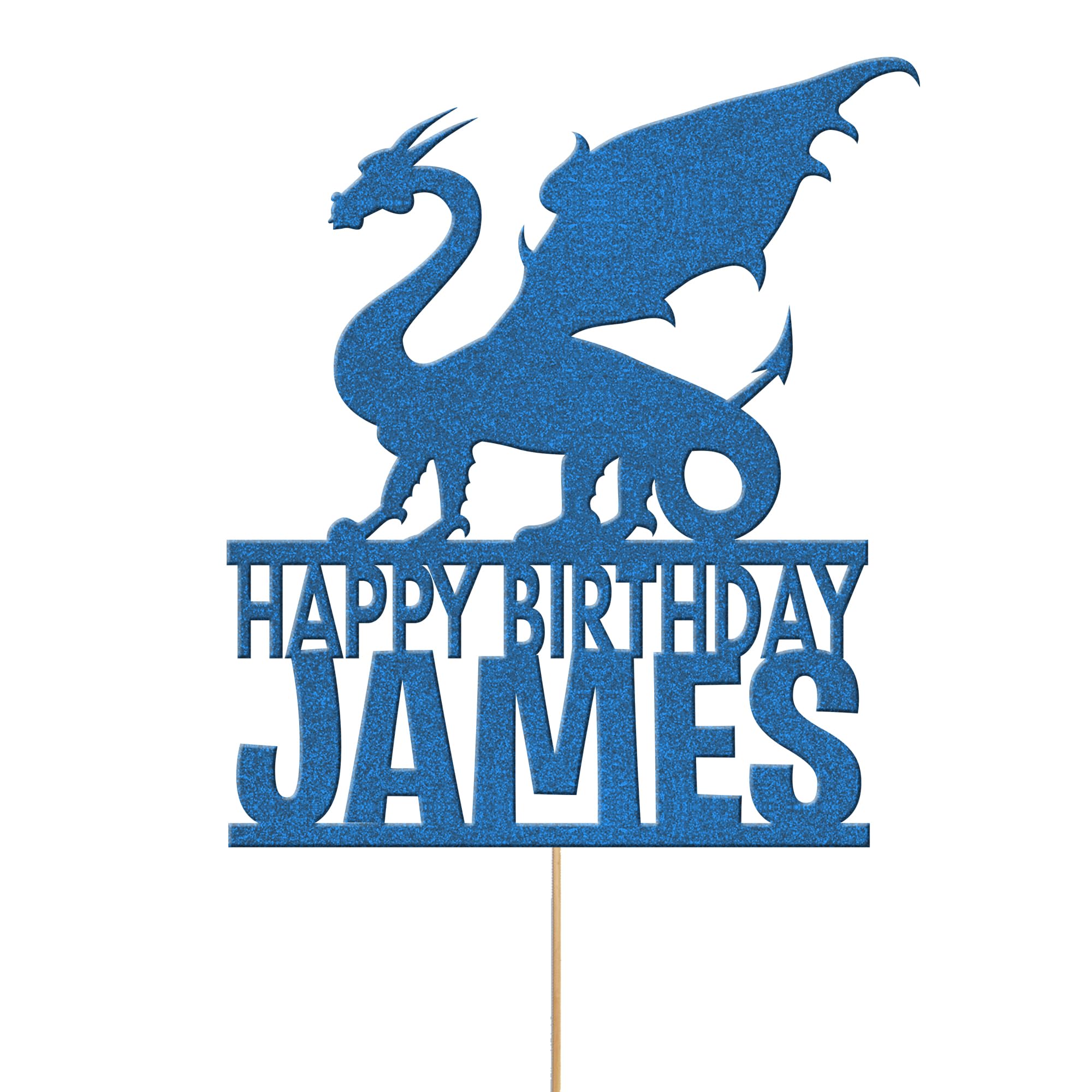 Edible Cake Decorations | Customized Birthday Cake Toppers | Custom Name | Blue Dragon Fantasy Topper