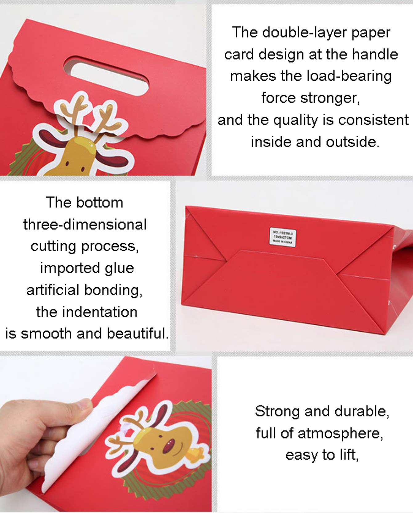 Sacchetto regalo con manico ， Sacchetti regalo di Natale,sacchetti di caramelle ， Sacchetti regalo natalizi Sacchetti regalo di design natalizio,per bomboniere e compleanni e Natale (12 pcs）