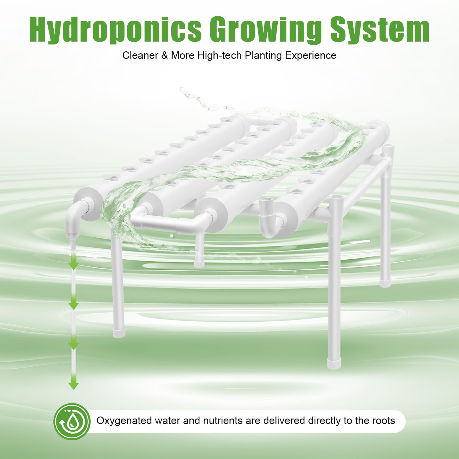 Kit de culture hydroponique 36 trous 4 tubes Système hydroponique d'intérieur Kit complet de culture hydroponique en PVC avec tubes en U à 1 couche pour légumes, jardin fleuri