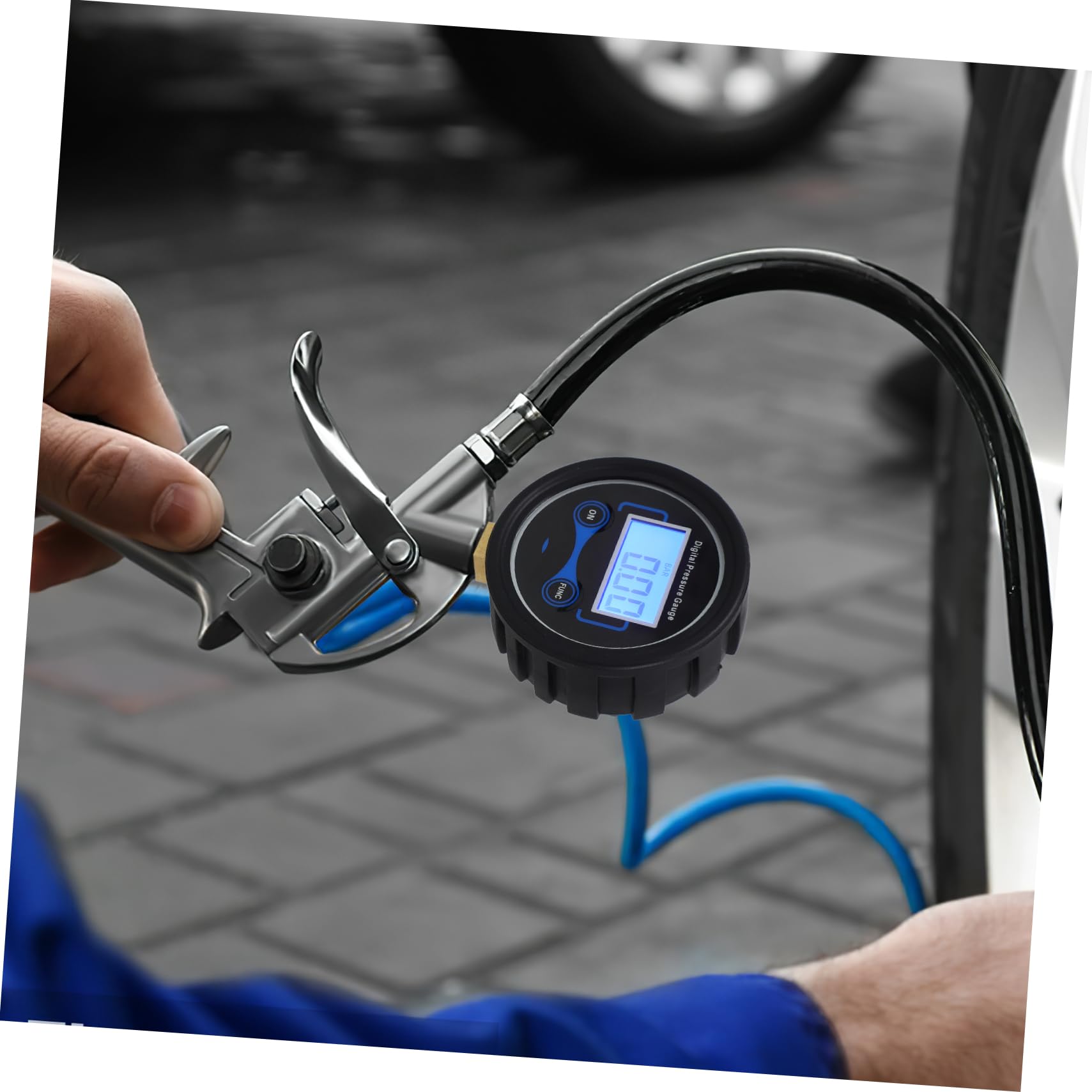 MAGICLULU 4 Pièces Manomètre à affichage numérique moniteur de pression de voiture pression atmosphérique mètre de pression des pneus testeur de pression des pneus de voiture Plastique Noir