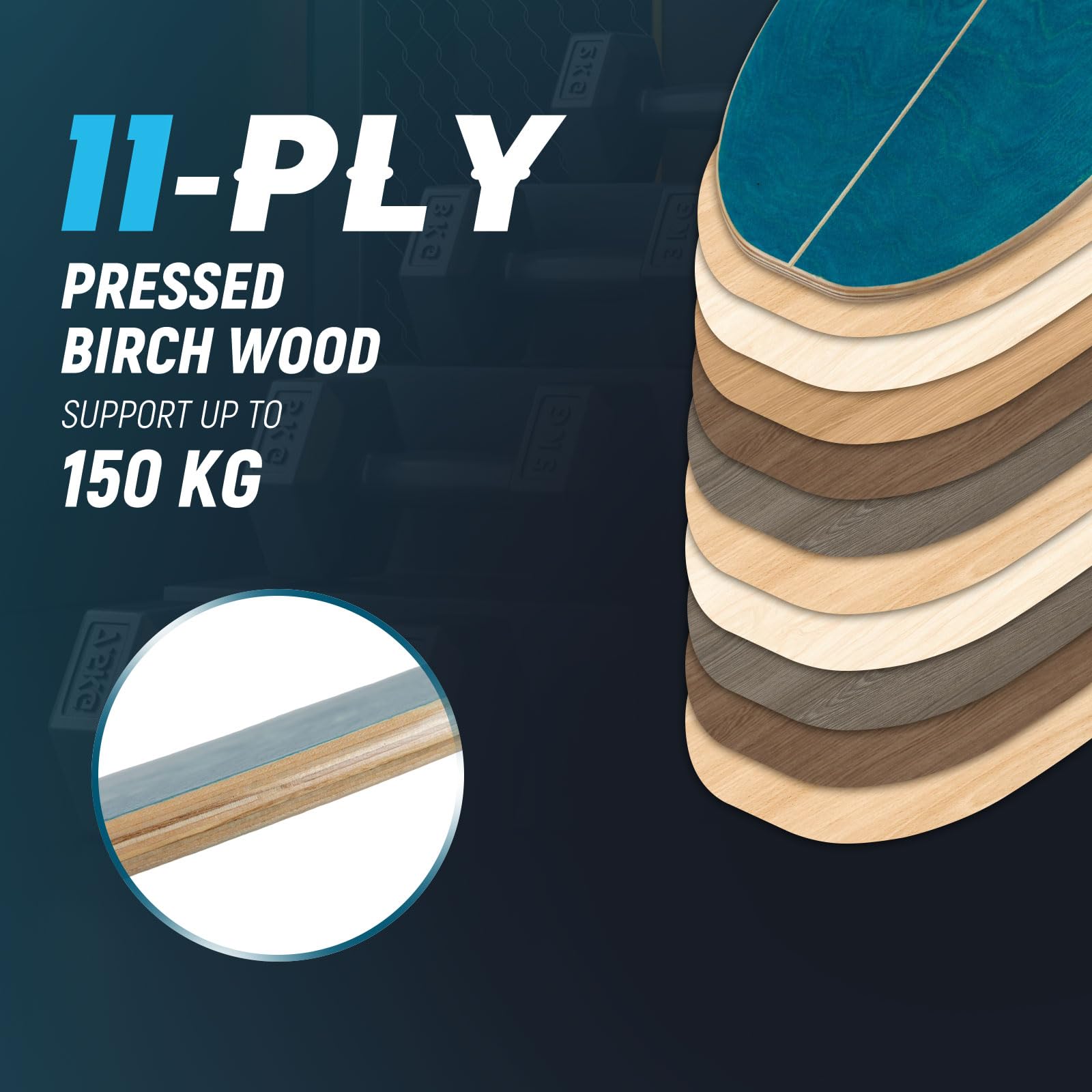 FANTASK Balance Board aus Birkenholz, FSC-zertifiziertes Wackelbrett mit Korkrolle & Halterung, Gleichgewichtstrainer für Erwachsene, Surfboard indoor, 150 kg Belastbar