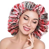 Vista 31 de Gorro de Dormir Nocturno Sedoso de Satén Bonete para Cabello Rizado Gorro para Cabello Ajustable Reversible Doble Capa Flora Negra