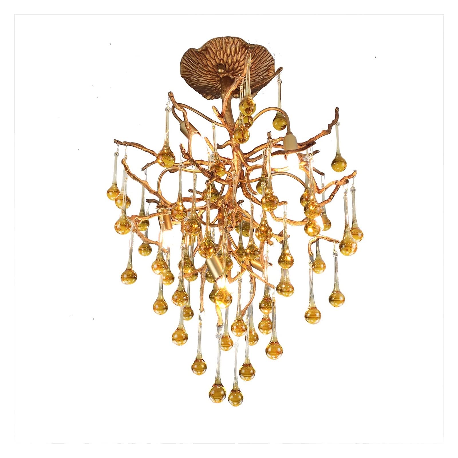 Lampadario moderno in cristallo per ristorante e soggiorno, plafoniera retrò minimalista con design a ramo di rame, elegante illuminazione per camera da letto, arredamento di tendenza per la casa.