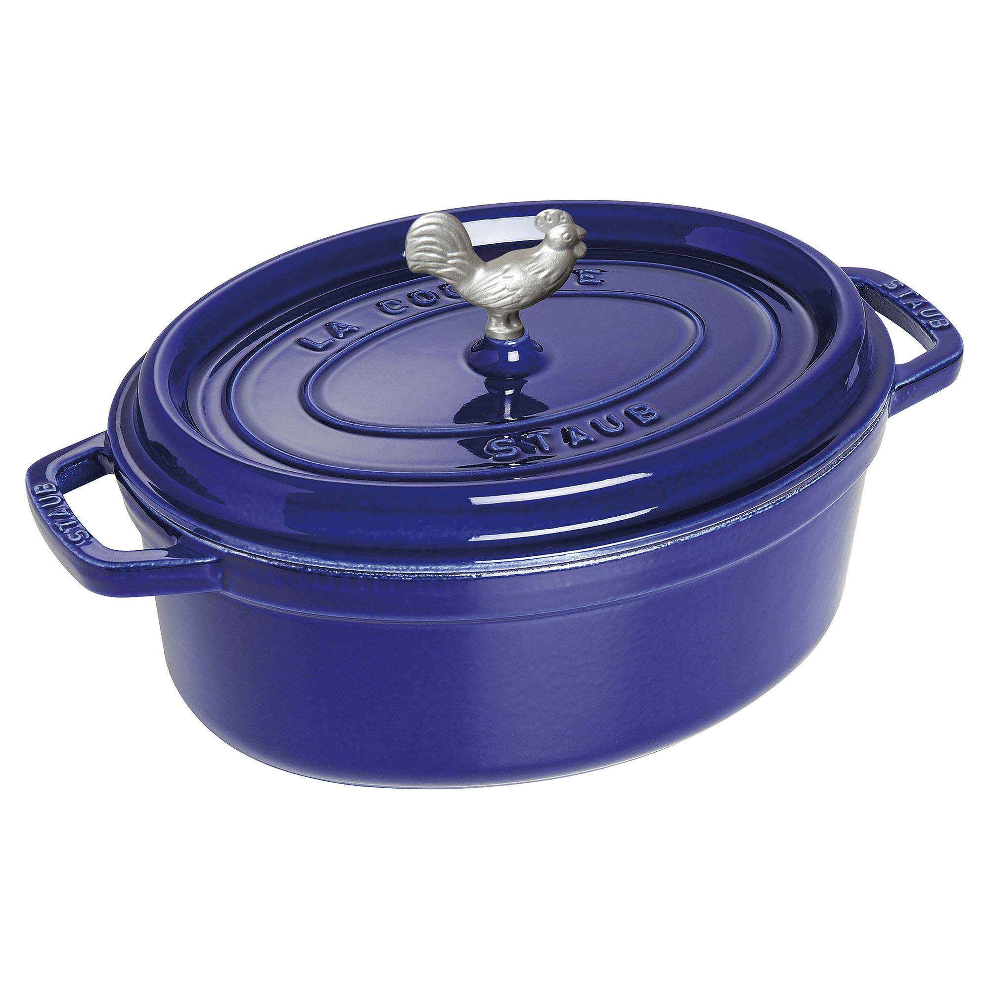 Cast Iron Dutch Oven 5.75-qt Coq au Vin Cocotte by STAUB – 5.75-qt, 5.75 quarts, Cast Iron, Dark Blue, Model 1123191