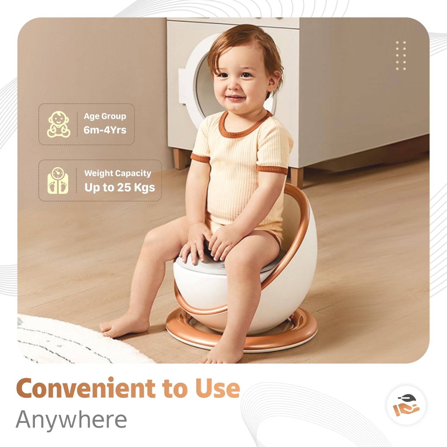 R for Rabbit Regal Potty Seat Training Seat for babies Soft & Comfortable for New Born Baby/Infant/Kids (Golden) 3