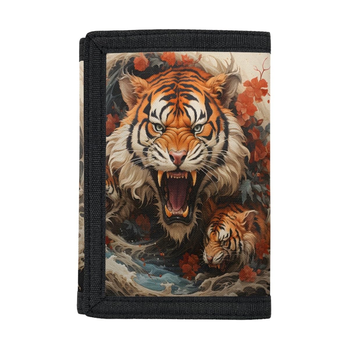 GLUDEAR Kids Boys Girls Novelty Wallet Trifold Youth Wallet Coin Pocket Card Holders Outdoor Money Organizer,Tiger Rose