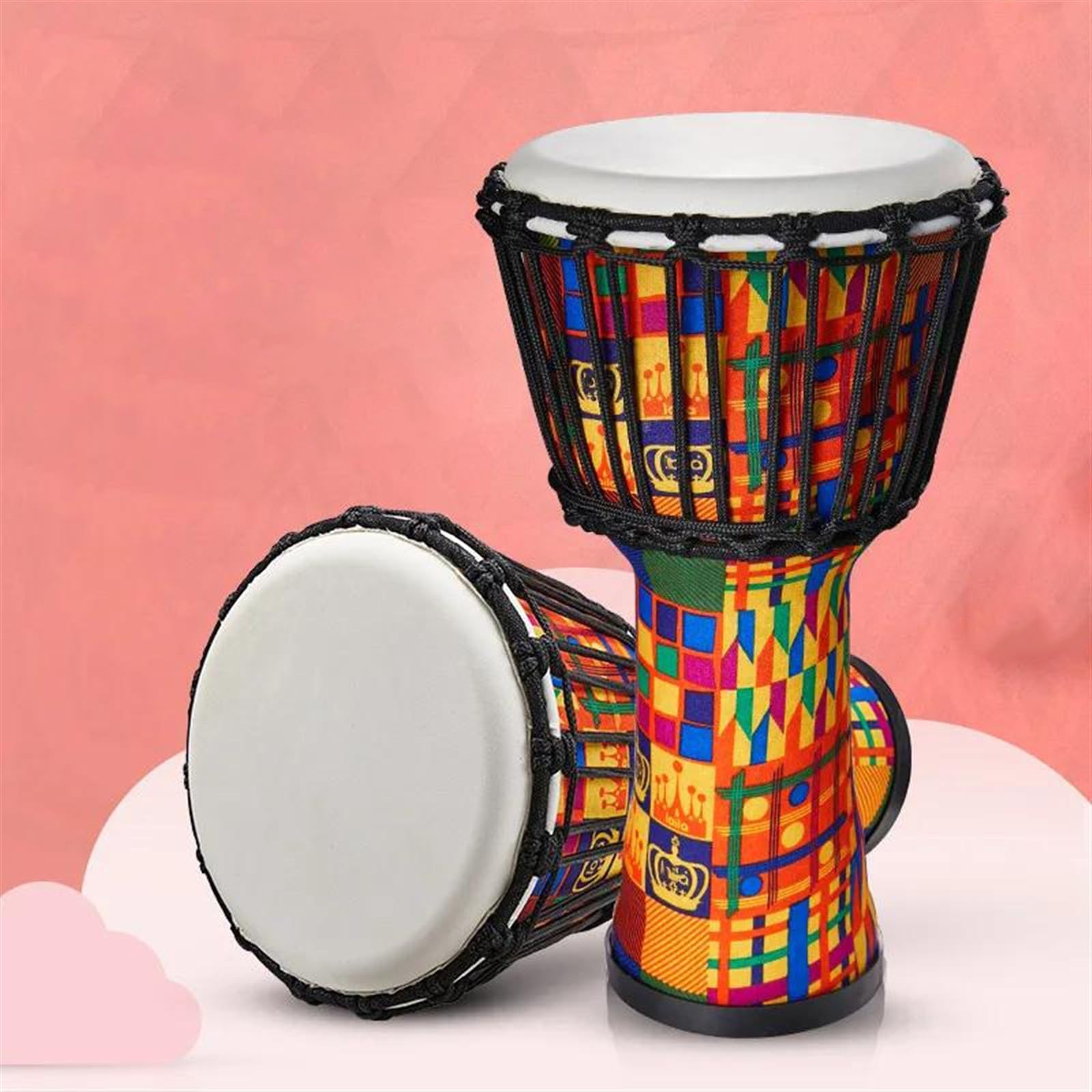 Professionelle Djembe Schaffell Afrikanische Trommel Handtrommel Anfänger Standard 8 Zoll Tamburin Musikinstrument (Color : D)