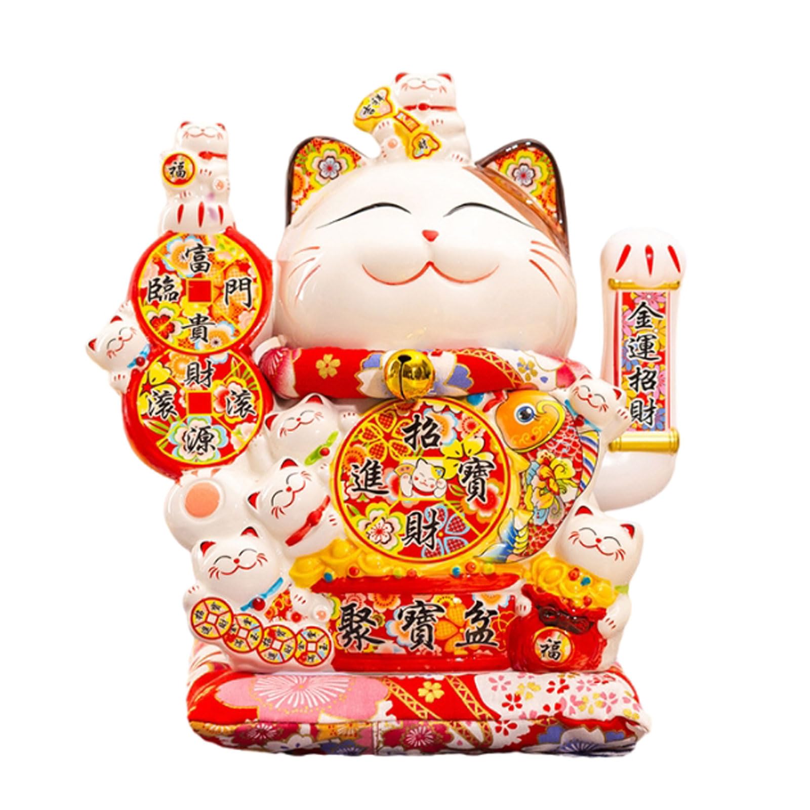 Gato De La Suerte De CeráMica,Afortunado Gato,Maneki Neko De CeráMico,Porcelana Gato De La Suerte,Gato Chino De La Suerte,DecoracióN,DecoracióN,SíMbolo De RiquezaPara DecoracióN del Coche