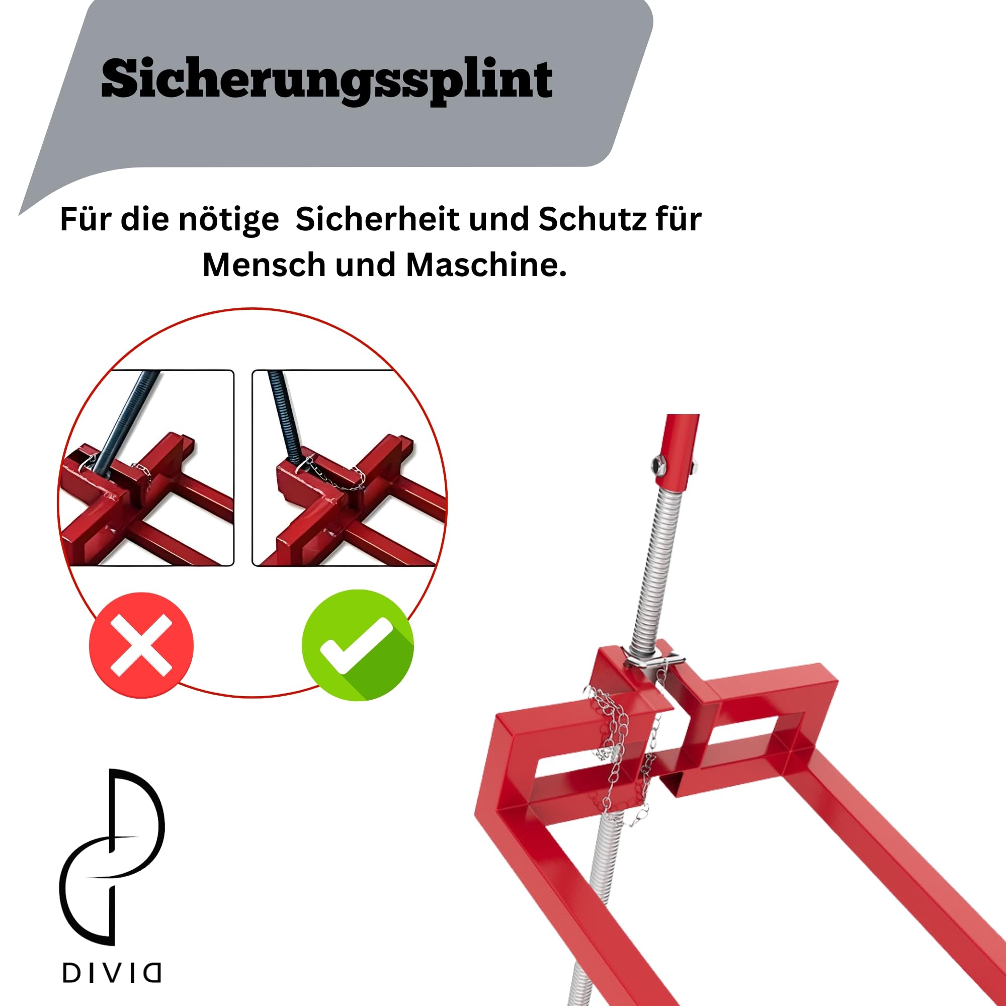 DIVID Hebevorrichtung Reinigungshilfe für Aufsitzrasenmäher, Traktor Heber bis 400Kg, 35 Grad Neigung, Hebebühne Rot