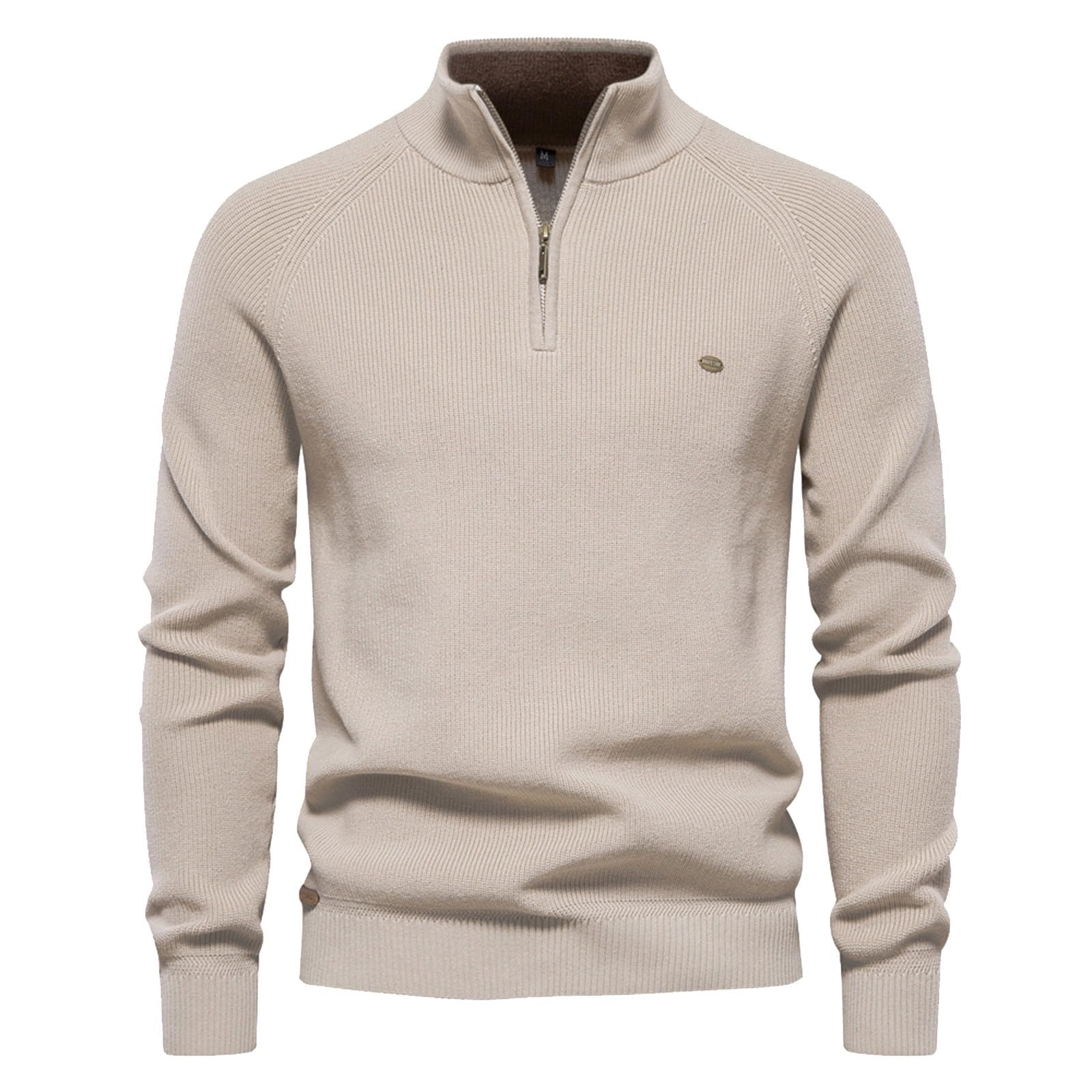 Lupetto Uomo Cotone Caldo Uomo Maglione Zip Collo Striscia Pullover Foderato in Pile Giacca in Maglia Maglione Maniche Lunghe Sweater Maglione Uomo Invernale Maglione Cotone Uomo Maglione in Cotone