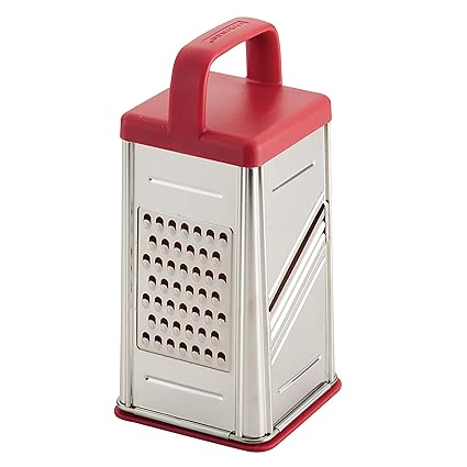 Rachael Ray 47649 Box Stainless Steel Grater, 4 Cup, Red