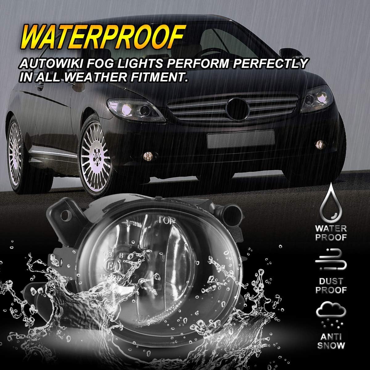 OEM Clear Lens Driving Fog Lights for Mercedes Benz ML550 /ML450 /CL550 /CL600 /CLS500 /GL450 /ML320 /W164 /W204 with Oval Shaped Fog Lamp Assembly AUTOWIKI
