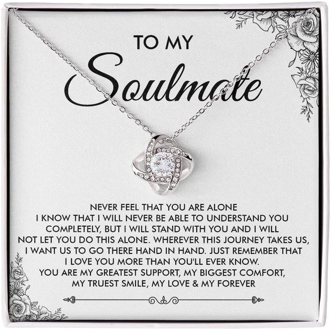 To My Soulmate Necklace for Women, Love Knot Necklace Gift From Husband, Birthday Gift for Wife, Beautiful Soulmate Jewelry on Christmas