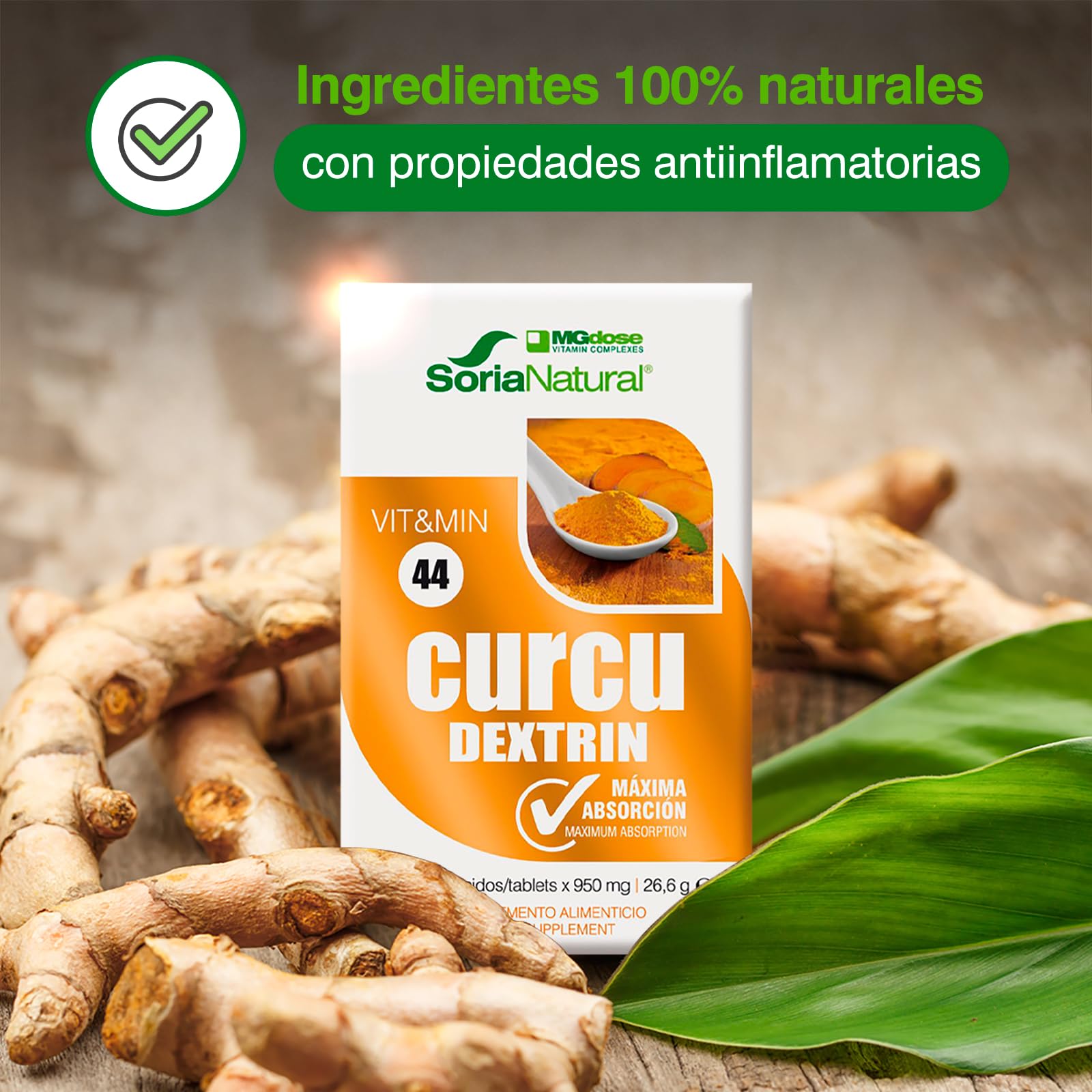 Soria Natural CurcuDextrin - Extracto de Cúrcuma Dextrinada y Pimienta Negra, Máxima Absorción - Sistema immune, Antiinflamatorio Natural, Síndrome Premenstrual - PACK1