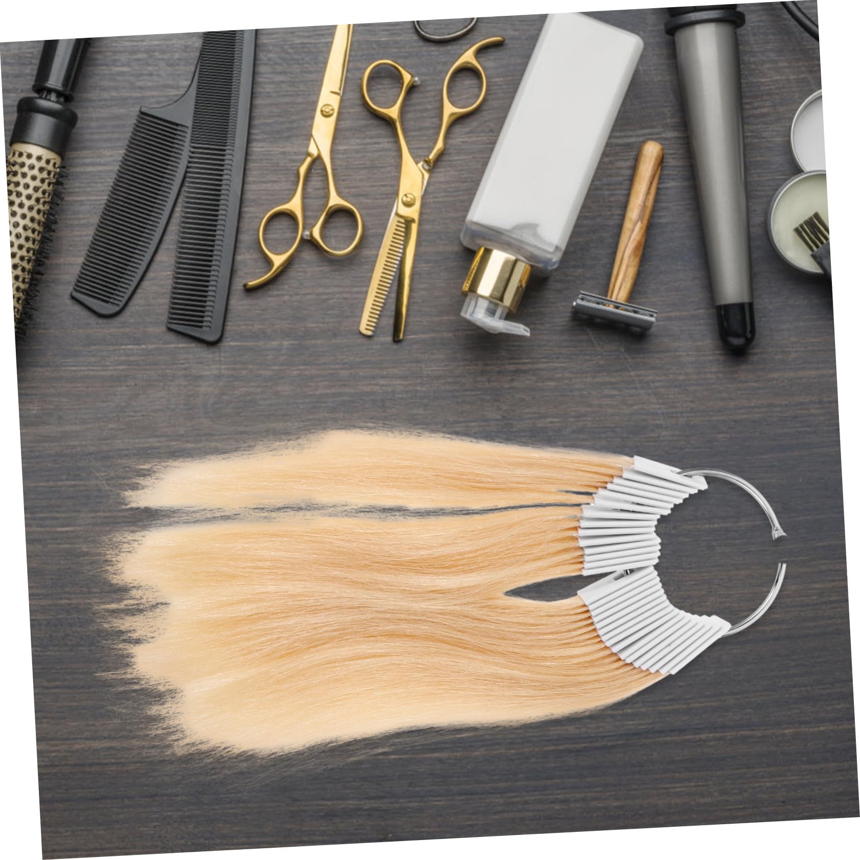 Gatuida Kit de Test de Coloration Cheveux et Fil Haute Température 30 Pièces avec Mèches Jaunes en Plastique pour Formation Coiffure Salon Professionnel