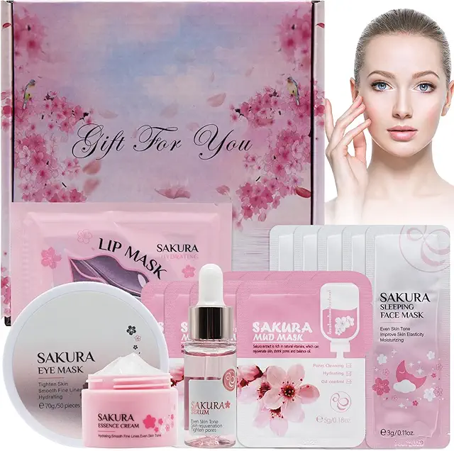 HASAIKA® Cherry Blossom Skin Care Gift Set - Complete 14-Piece Facial Care Kit
